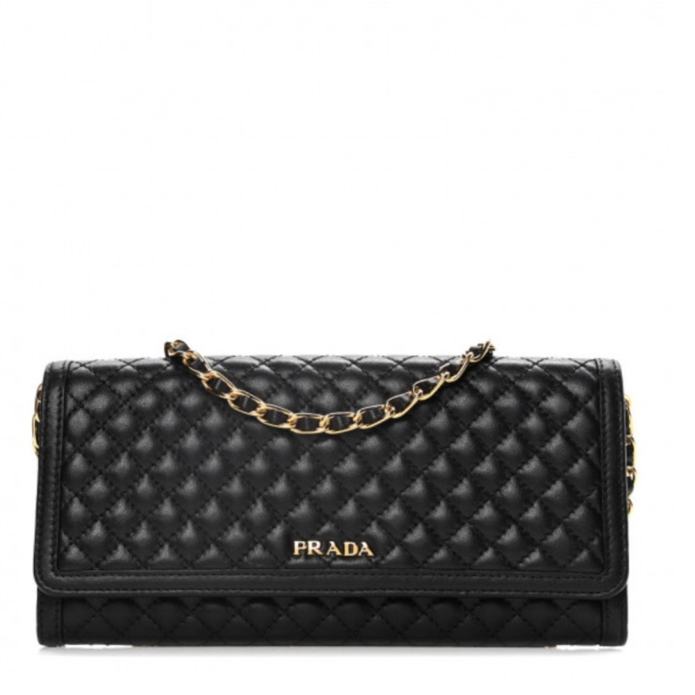Prada Soft calfskin Quilted chain wallet - cross body with Chain